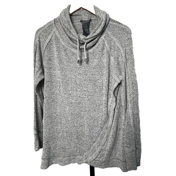 Chelsea & Theodore Long Sleeve Pullover Cowl Neck Thumbholes‎ Stretch Gray Large - Picture 1 of 4